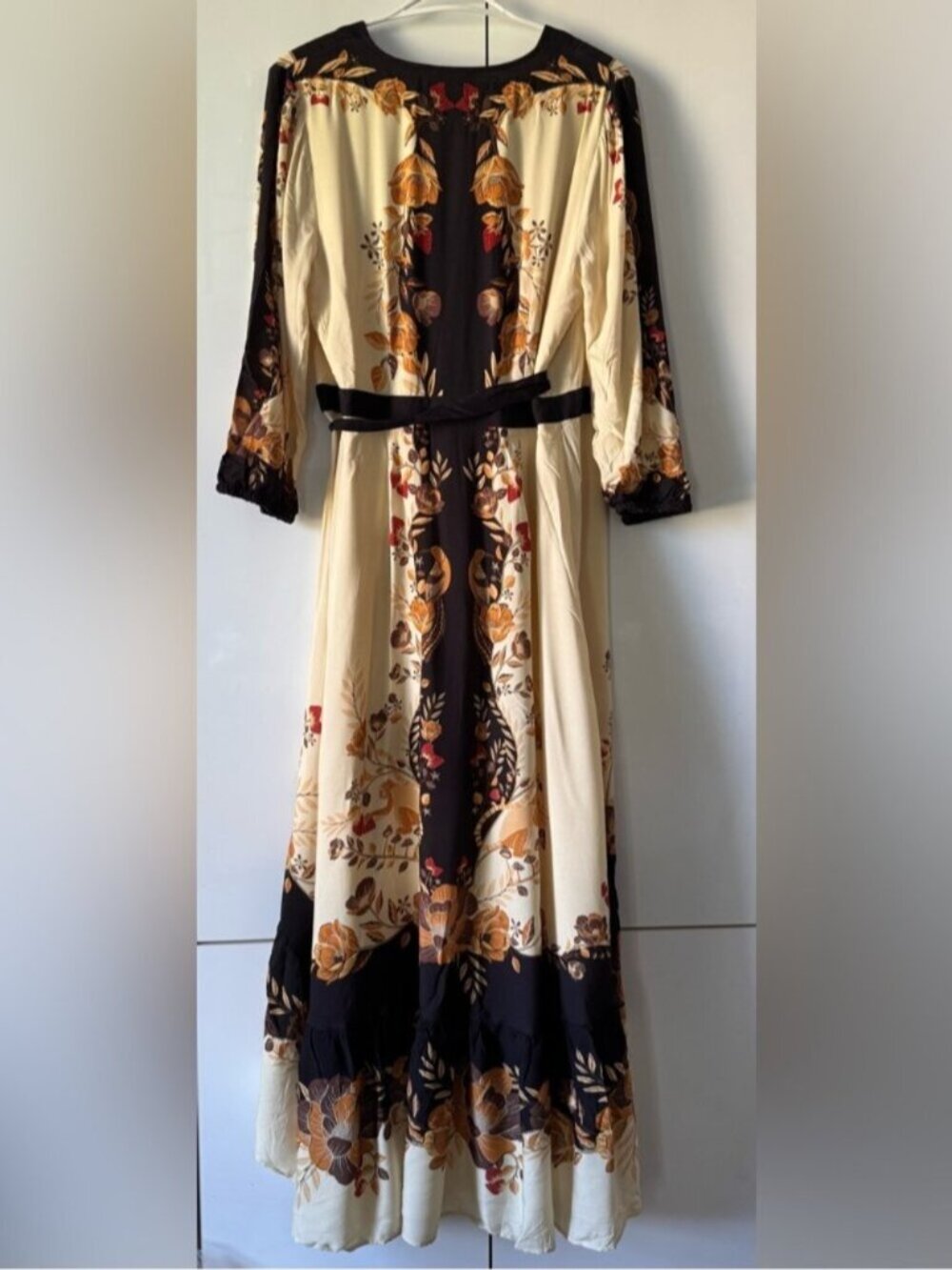 NWT Size S-  Farm Rio Long-Sleeve Floral Wrap Midi Dress (NWT US$ 268) - Picture 9 of 16